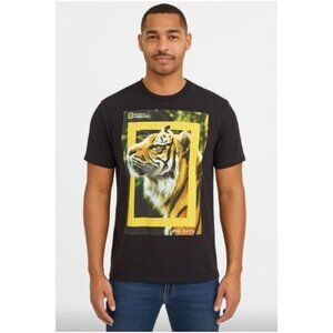 National Geographic Men’s Tiger Graphic T-Shirt Black Nature Print Tee 2XL